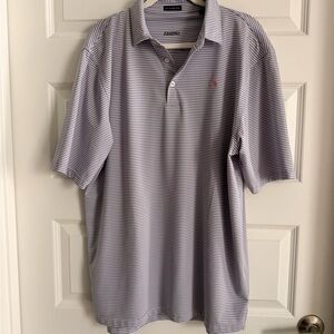 Izod Men's Polo Shirt - White and Gray Stripes